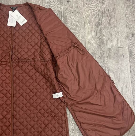 Athleta Featherless Long Vest Mahogany Brown Quilted Puffer - Picture 5 of 8